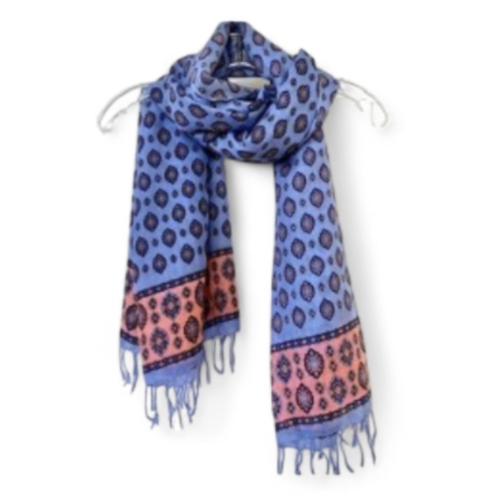 J.Crew Blue and Pink Patterned Scarf